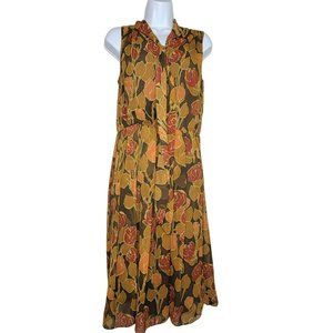 Isacc Mizrahi for Target Dress, Women Size 6 Tan, Brown & Rust Floral Print - EU